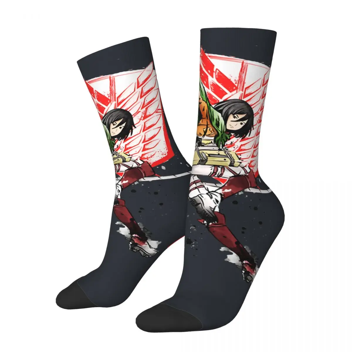 Funny Soldier Mikasa Men's Socks Retro Harajuku Attack on Titan Hip Hop Novelty Casual Crew Crazy Sock Gift official-website