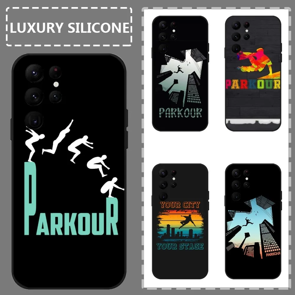

Extreme Sport Parkour Art Phone Case For Samsung Galaxy S24 Ultra S22 S23 Ultra S21 S20 5G Protective Silicone TPU Funda