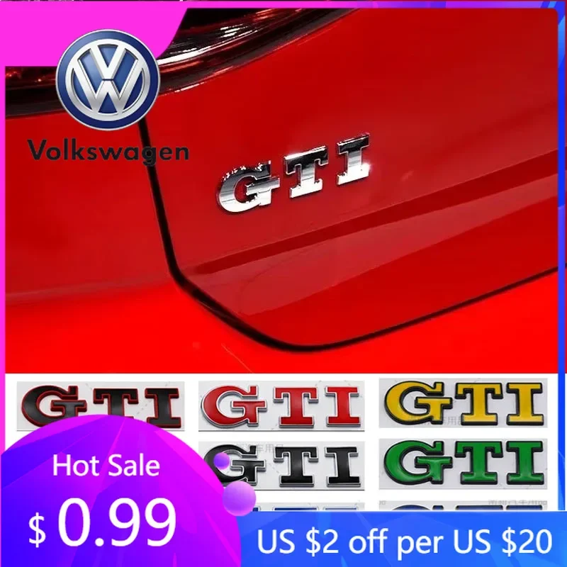 

2026 Hot For Volkswagen VW Metal GTI Logo Car Rear Trunk Emblem Side Sticker for Volkswagen VW Golf 4 5 6 7 8 Polo Jetta Tiguan
