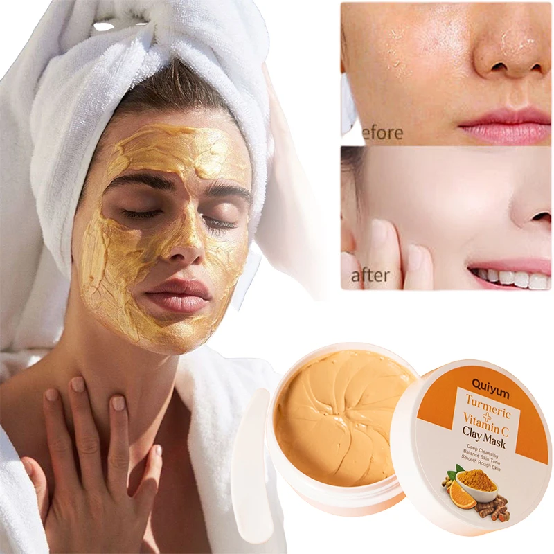 

Turmeric Vitamin C Face Clay Mask Blackhead Black Dots Remover Deep Cleansing Pores Exfoliating Facial Whitening Brightenning90g