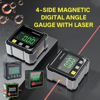 4-sided Magnetic Digital Angle Finder with Electronic Laser Gauge Ruler 360° LCD Electronic Protractor Mini Inclinometer Measuri