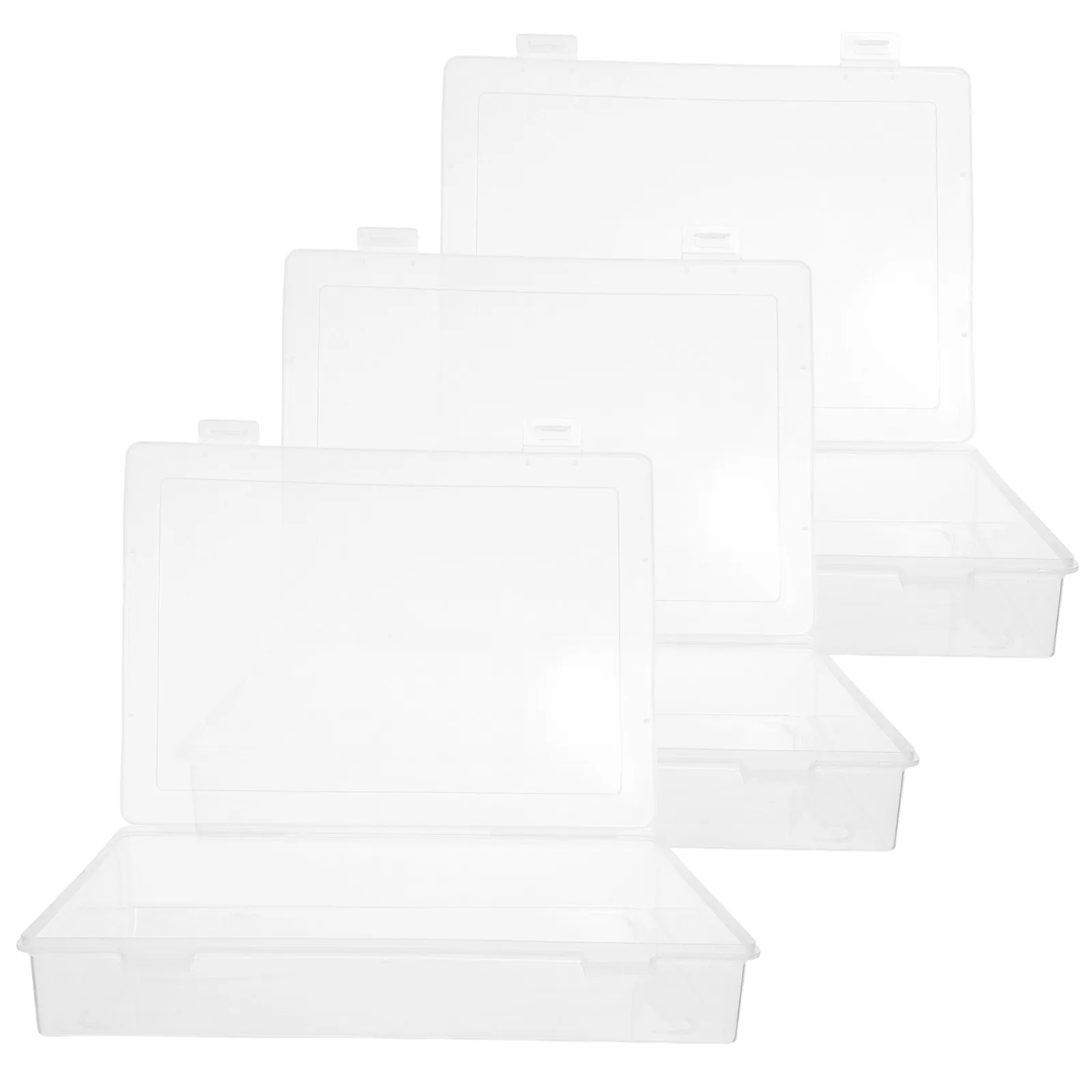 3Pcs Transparent Document Organizer Box Stackable Clear Plastic File Holder Desktop Storage Container A4 Paper Case Office