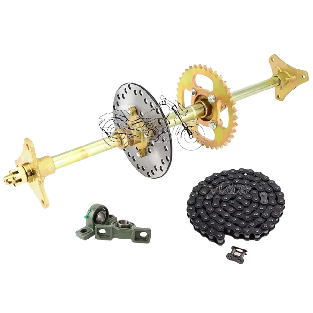 610mm 17-23T ATV Rear Axle Kit STD 20mm Assembly with Carrier Hub Brake Disc  420-37T Sprocket 420 140L Chain for  ATV Go Karts - view 2