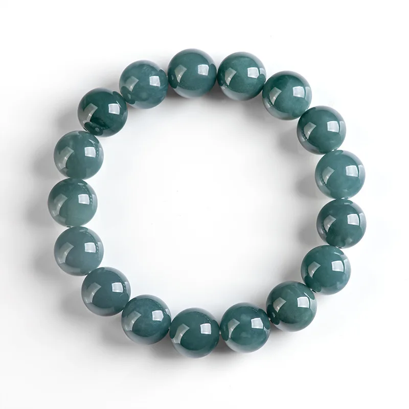 

12mm Genuine Jade Certified Myanmar Jadeite Bracelet Stone Bangle Men Women Genuine Grade A Burma Blue Water Jade Bracelets