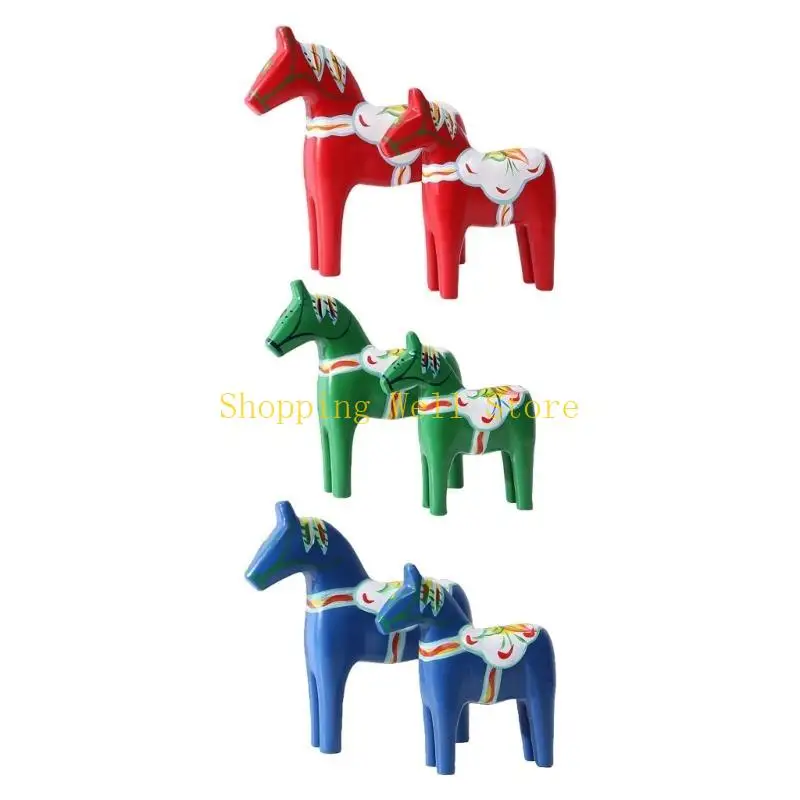 Conjunto Kx4b 2 Pintura Cavalos Dala estatuetas com esculturas intrincadas estátuas cavalos suecas para