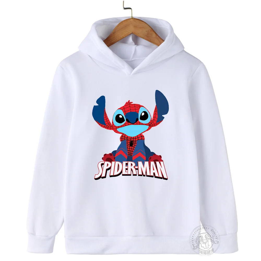 Disney Stitch Spider-Man children\'s street fashion sweatshirt boys and girls tops children\'s sports pullover outdoor sports hood