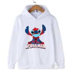 Disney Stitch Spider-Man children's street fashion sweatshirt boys and girls tops children's sports pullover outdoor sports hood