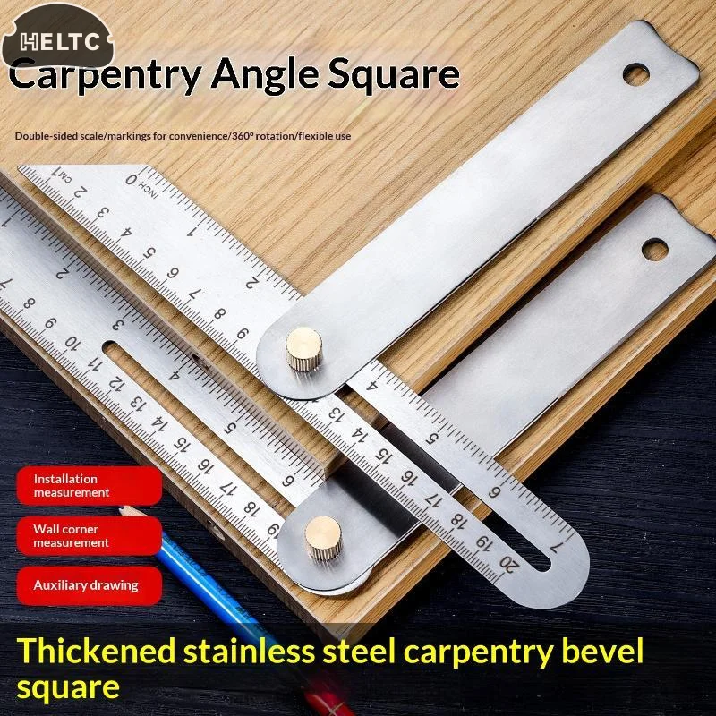 1PC Stainless Woodworking Scriber Ruler High Accuracy T-Shape Multi-Angle Scribing Tool Metal Movable Angle Ruler Dovetail Gauge