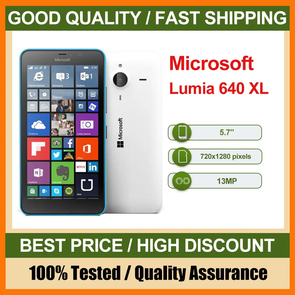هاتف محمول Microsoft Lumia 640 XL الأصلي مصنوع في فنلندا غير مقفول يدعم اللغة الإنجليزية وحالة جيدة