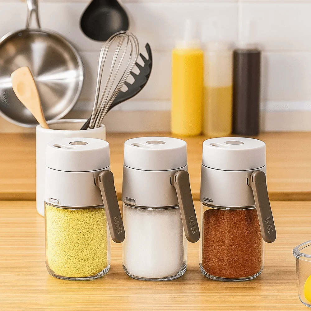 

3Pcs 180/250ml Quantitative Sprinkler 0.5 Grams Dual-Purpose Function Salt Dispenser Push Type Sealed Glass Seasoning Bottle