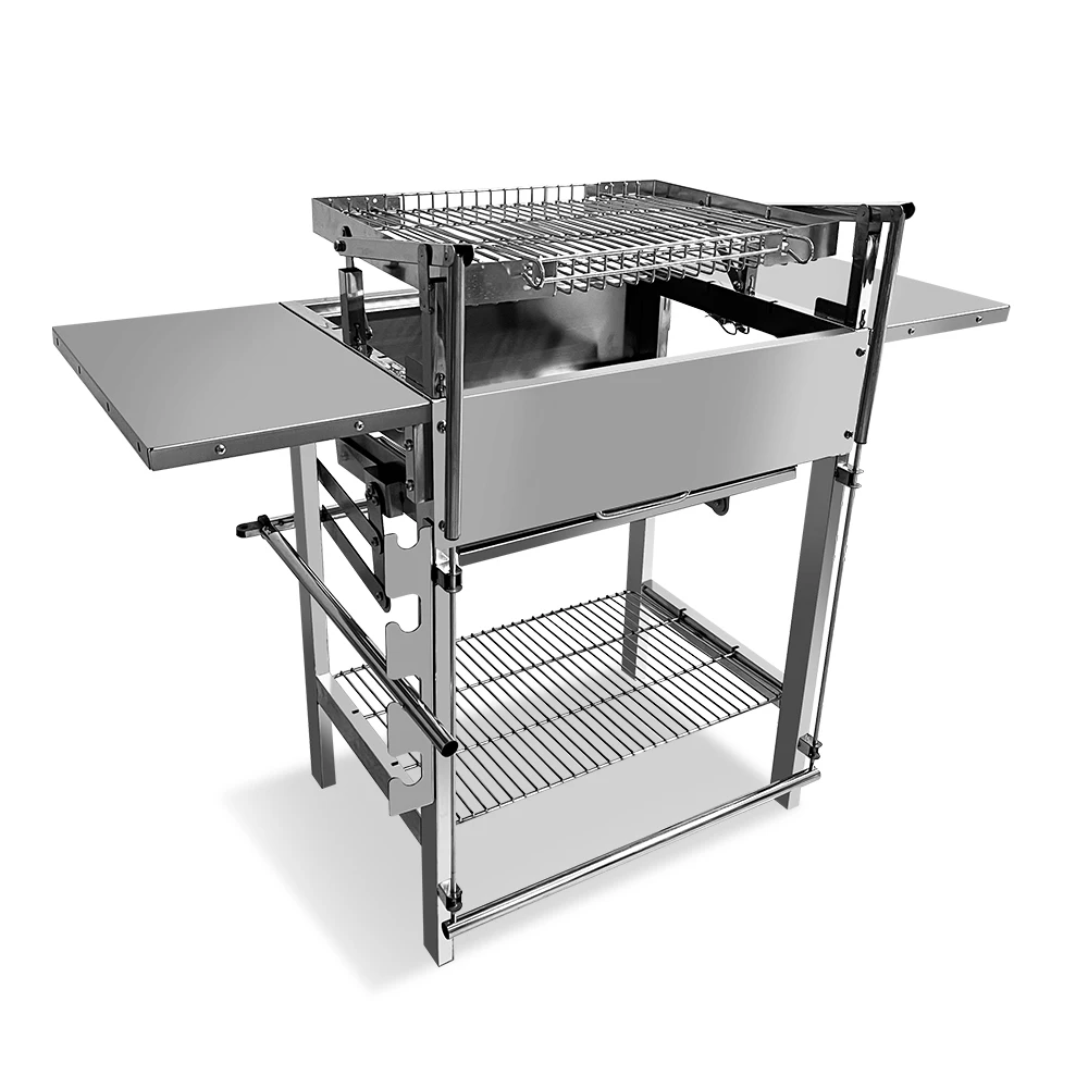 Portable Rotisserie Grill Stainless Steel BBQ Grill Adjustable Charcoal Tray Rotating Flip Design Home Kitchen Outdoor Camping