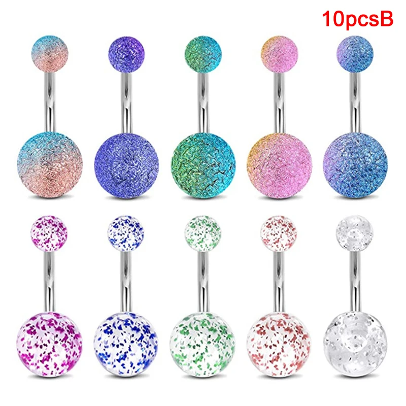 5/10/12/16pc/Set Cute Dangle Belly Ring Pack 14G Navel Piercing Bulk Sexy Belly Ring Set Belly Button Ring Lot Piercing Jewelry