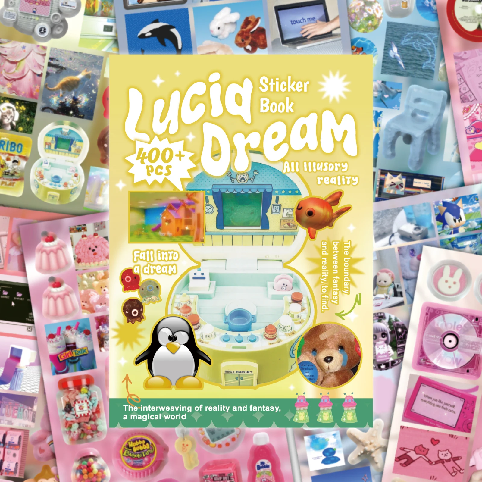 Libro de Pegatinas Dream Core con 30 Hojas y Más de 400 Piezas - Pegatinas de Dibujos Animados para Scrapbooking, Diario y Junk Journal