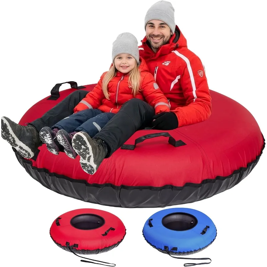 

Snow Tube, 48'' Rubber Snow Tubes with Commercial Grade Canvas Cover for Kids & Adults, Inflatable Heavy Duty Snow Sled Thickene