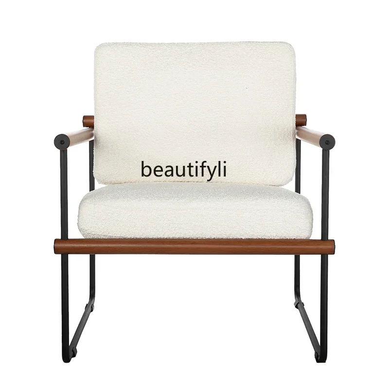 

ls 35Italian Style Light Luxury Lambswool Leisure Chair Modern Minimalist Fabric Living Room Single Sofa Easy Chair