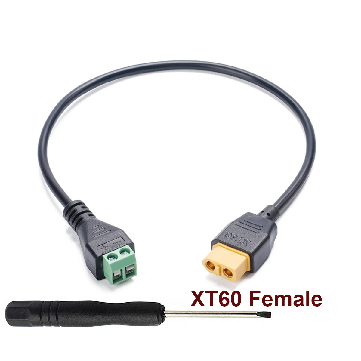 1개 XT60 암컷에서 2핀 녹색 스크류 터미널 어댑터 케이블 20AWG 30cm RC 자동차 드론 FPV 밸런스 충전기 5A 전류용