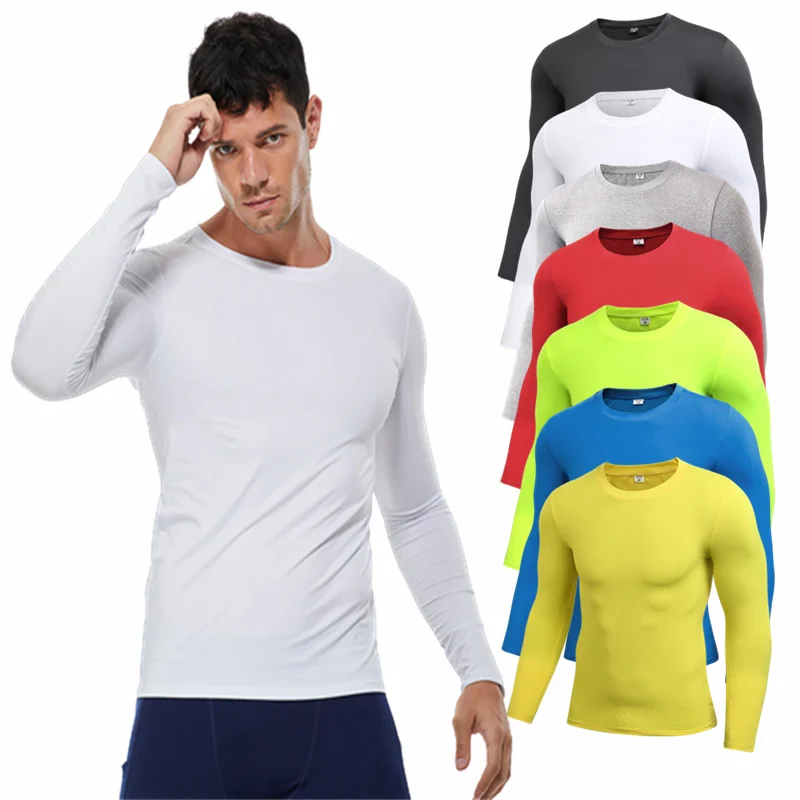 

Men Running Sports Top Long Sleeves T-Shirts Round-neck Exercise Tights Boy Cycling Jogging Yoga Fitness Quick Dry S M L XL 2XL