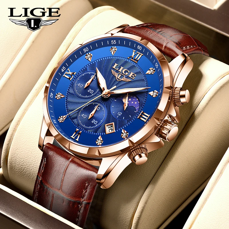 

2024, роскошные мужские часы LIGE, модные кварцевые часы, деловые повседневные часы, кожаные водонепроницаемые мужские наручные часы Reloj Hombre