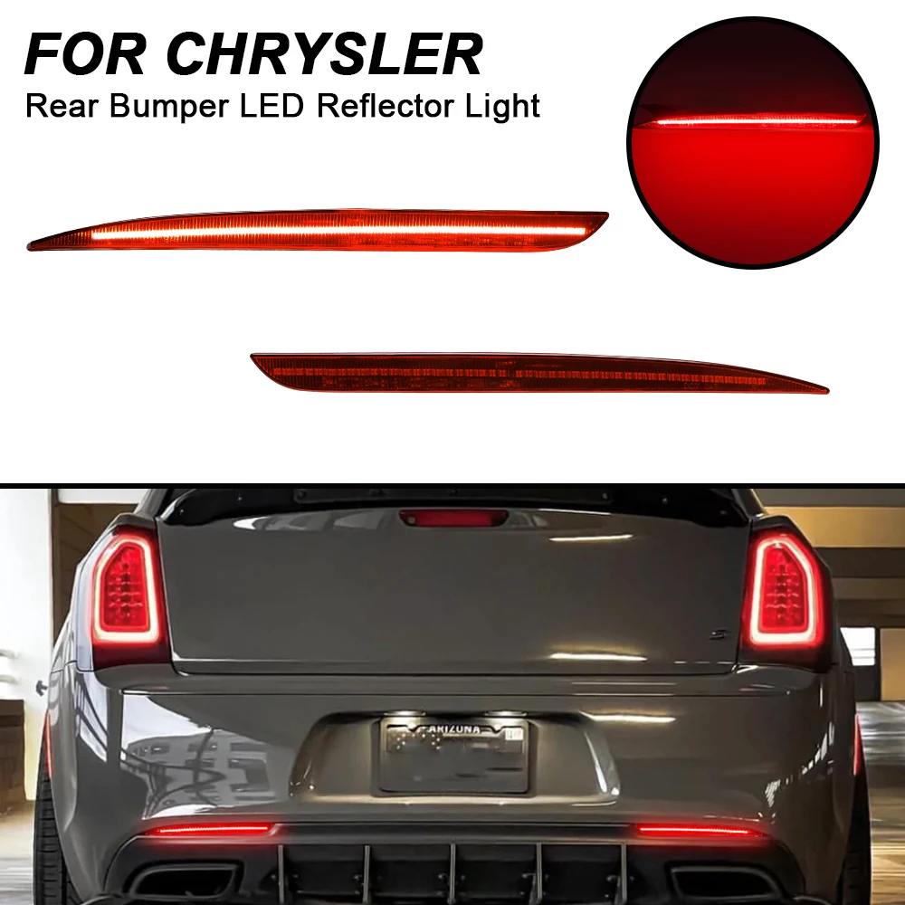 

For Chrysler 300 2015-2020 LED Rear Bumper Reflector Lights Error Free Waterproof 2PCS Auto Red Tail Brake Stop Signal Lamps