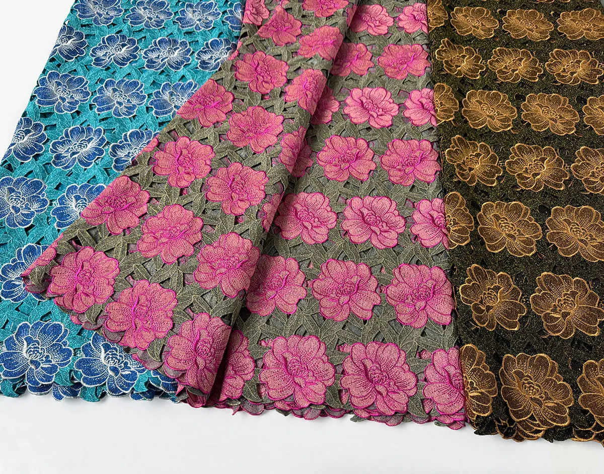Lurex All Embroidered African Handcut Lace Clear Hollowed Swiss Lace Traditional Nigeria Inspired Fabric