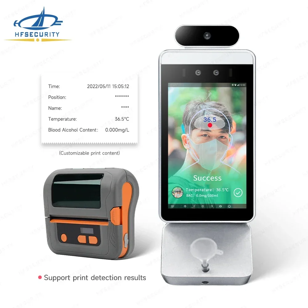 HFSecurity RA08T-A Android Mult-language Alcohol Tester Professional Accuracy Face Recognition Time Attendance Access Control