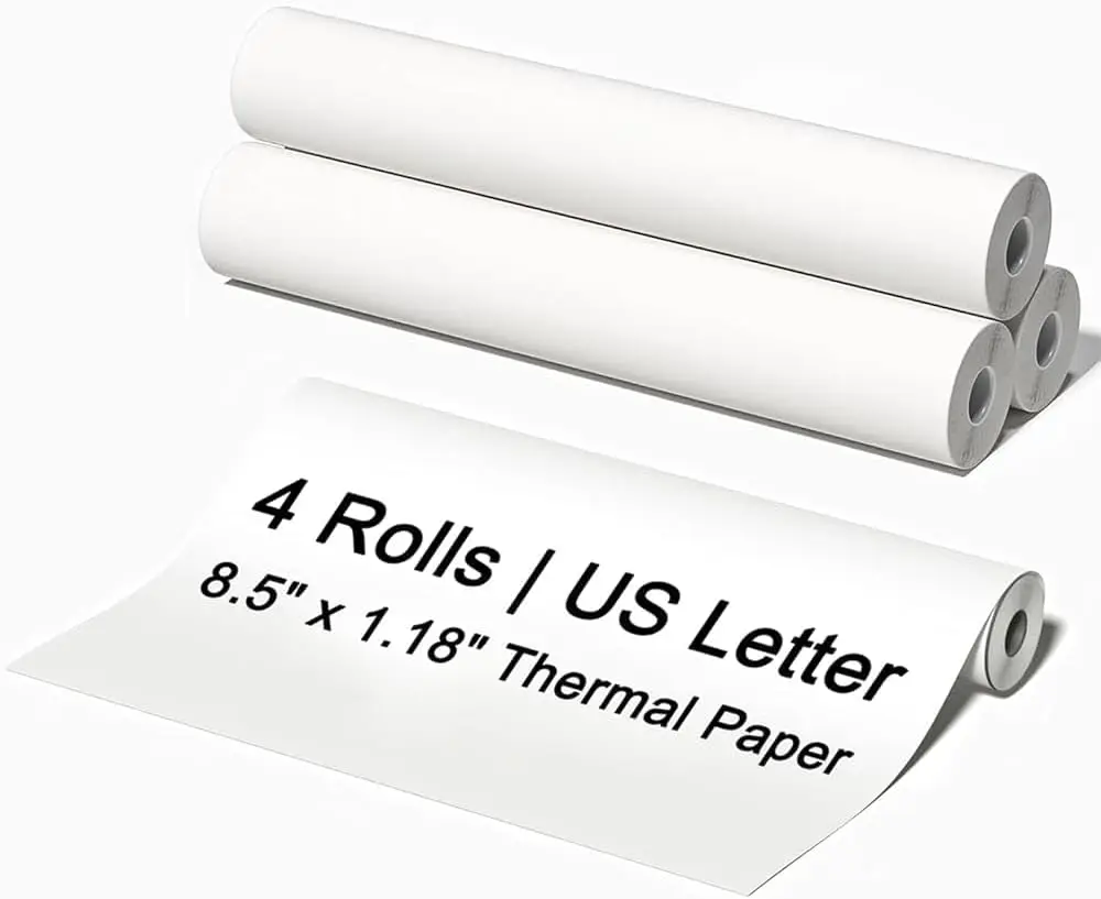 

4 Rolls Thermal Paper 8.5x11 Inches US Letter Size for Portable Printers