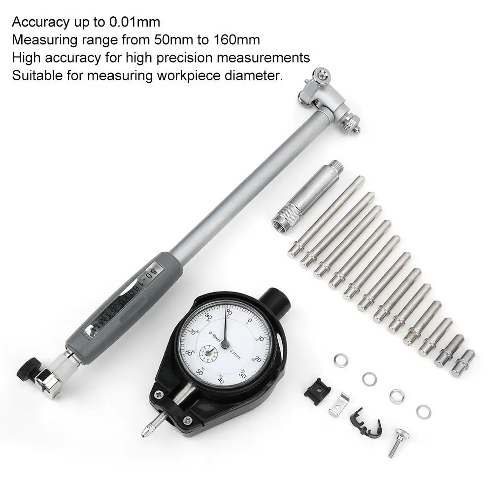 50mm-160mm Dial Bore Indicator Gauge - 0.01mm Precision Internal Diameter Measuring Tool