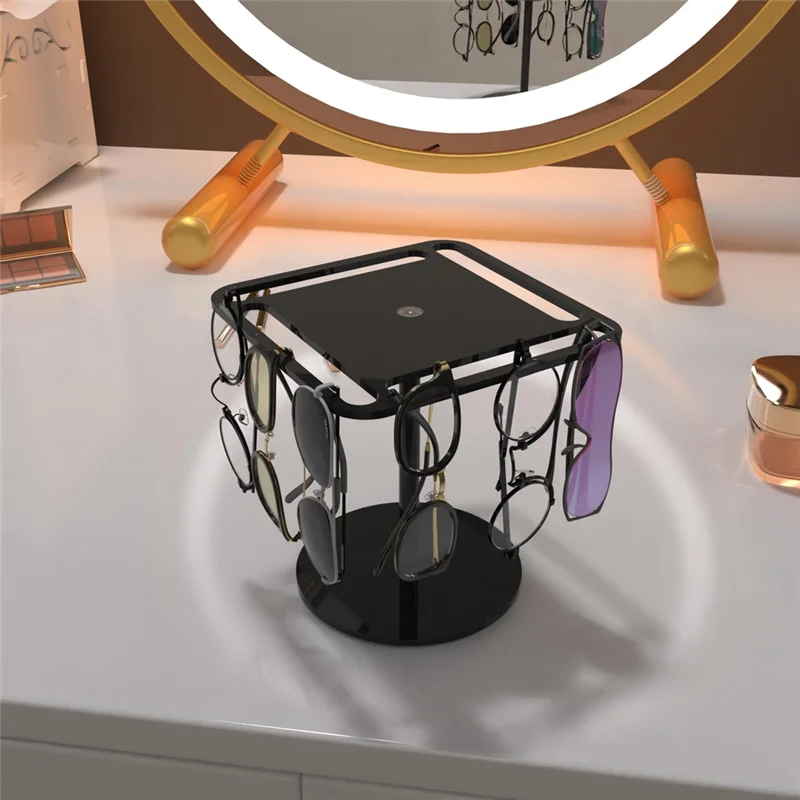 ABBN-360 °   Вращающаяся стойка для солнцезащитных очков и очков, черный настольный органайзер для очков