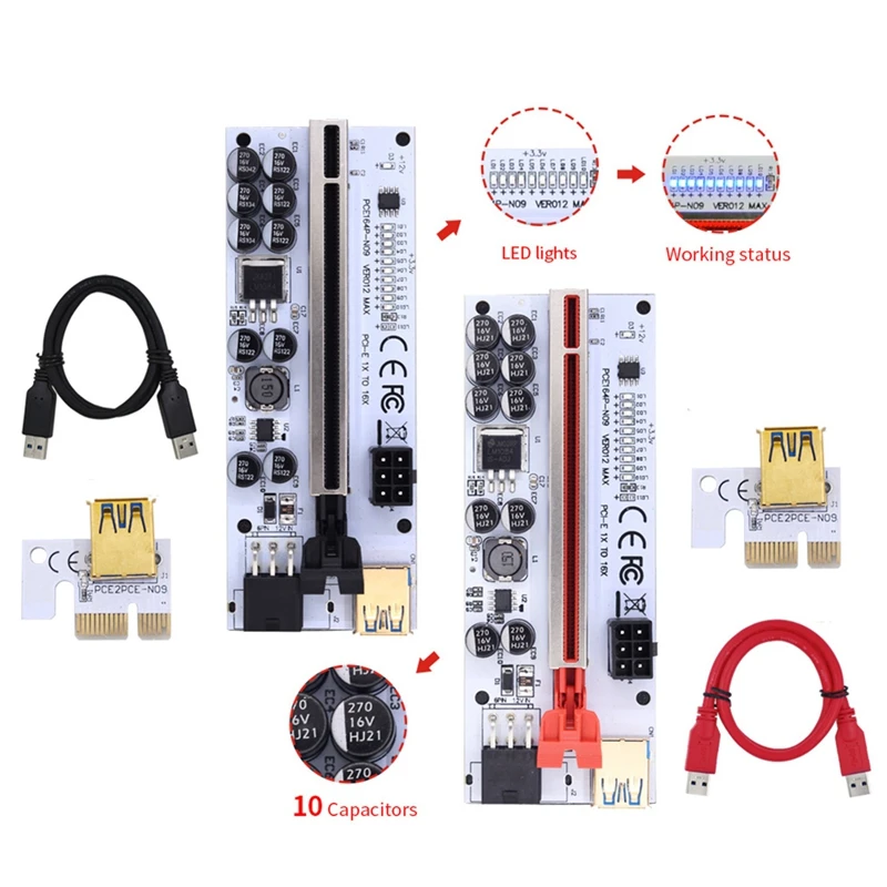 Riser VER012 USB 3.0 PCI-E Riser VER012MAX Express Kabel Riser Voor Videokaart X16 Extender PCI-E Riser Kaart Voor Mijnbouw