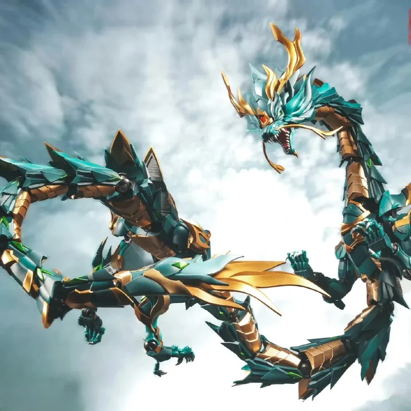 نموذج داو التبتي الابتكار الوطني ميكا تشينغ لونغ بطول 120 سم أربعة وحوش مقدسة لعبة قابلة للجمع #5