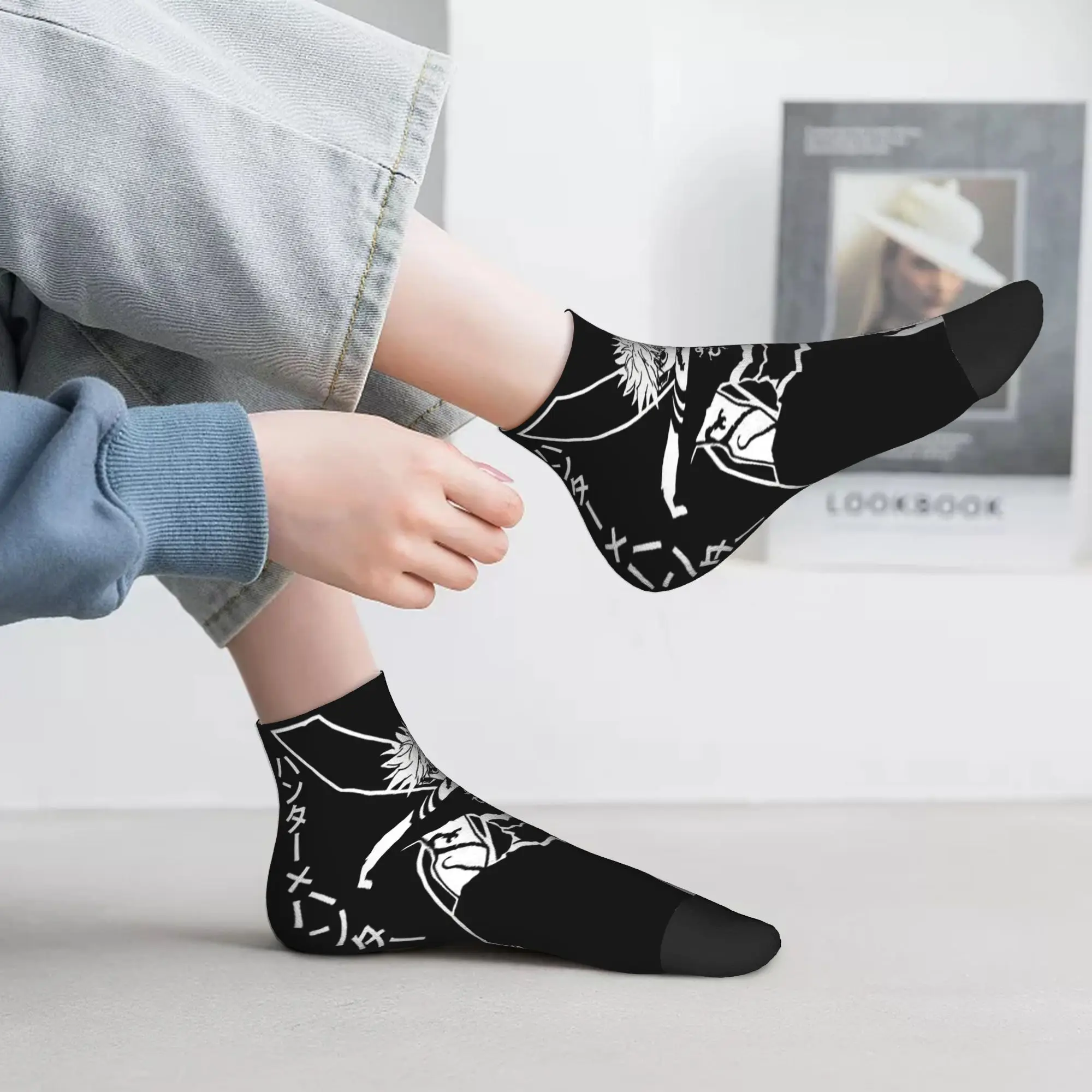 

All Seasons Killua Zoldyck Anime HXH Hunter x Hunter Socks Harajuku Sport Middle Tube Socks Soft Hip Hop Stockings for Men Women