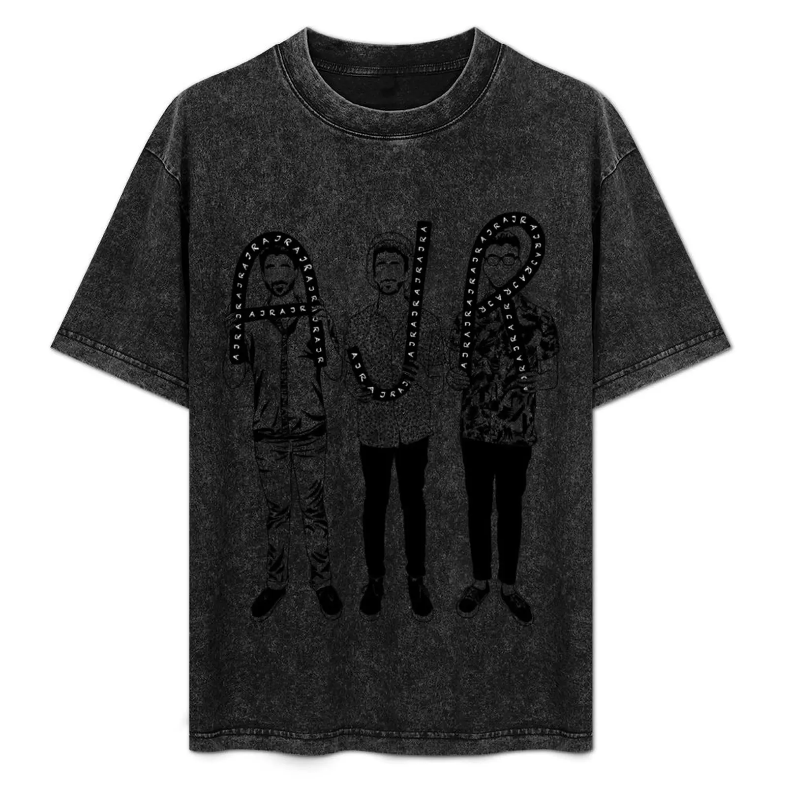 ajr band black outline T-Shirt oversized graphic tee sports fans heavy weight t shirts for men