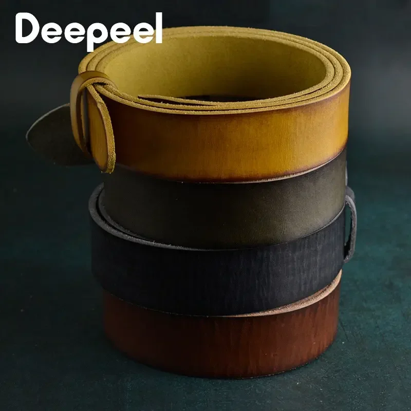 

Deepeel 3.8*120cm Vintage Men Genuine Leather Belt Body First Layer Cowskin Belts Vegetable Tanned Without Buckle Waistband