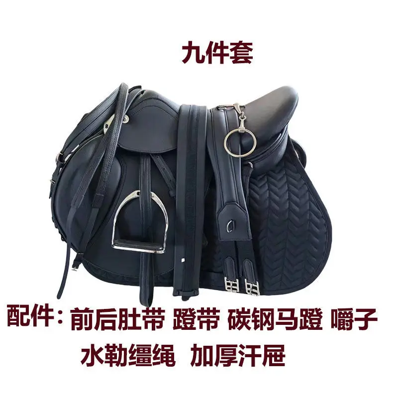 سرج شامل مجموعة كاملة من سياحي الفروسية البريطانية لركوب الخيل البريطاني من الألياف الدقيقة بطن مزدوج مع مدرب العوائق