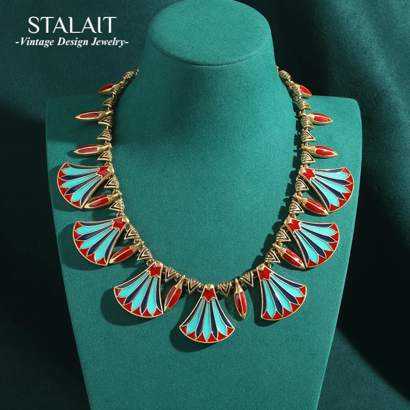 

Vintage Enamel Choker Necklaces Gothic Collar Hombre For Woman Antique Gold Color Jewelry Party Accessories Green 2025 New