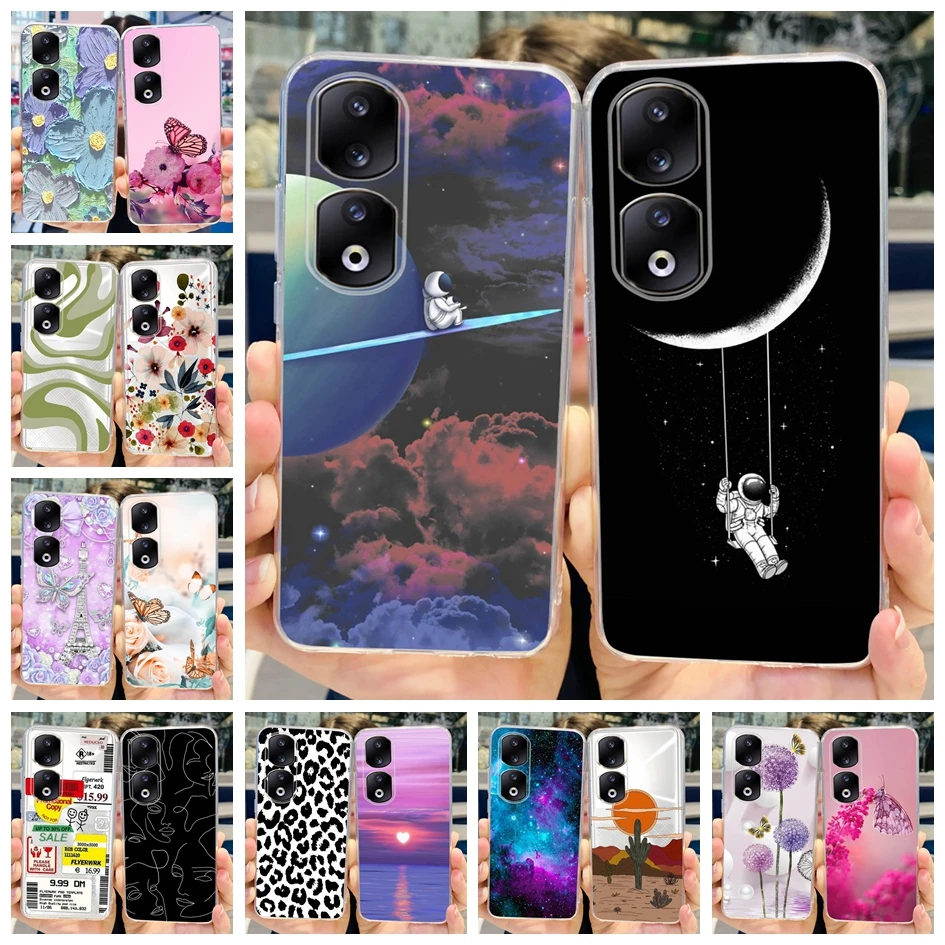 For Honor 90 Case Honor 90 Pro Cute Cover Astronaut Transparent TPU Soft Silicone Phone Cases For Huawei Honor90 90Pro 5G Bumper