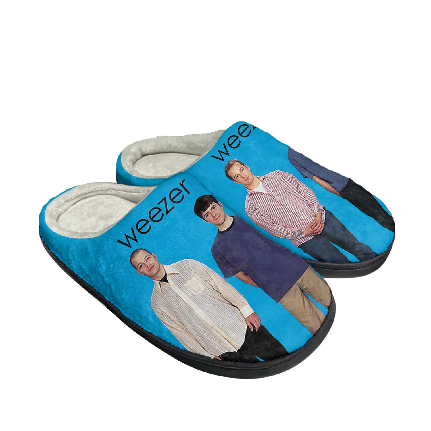 Weezer Pop Rock Band Home Cotton Custom Slippers Mens Womens Sandals Plush Bedroom Casual Keep Warm Shoe Thermal Slipper Black