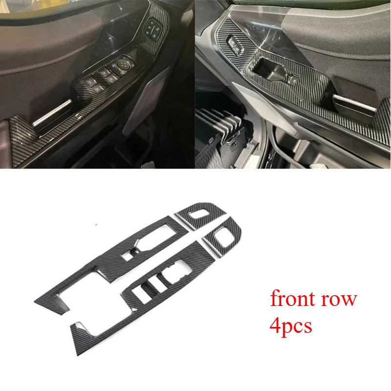 

For Ford F150 F-150 Raptor 2021 2022 2023 ABS Carbon Fiber Look Windows Rise Switch Panel Glass Lift Control Cover Trim