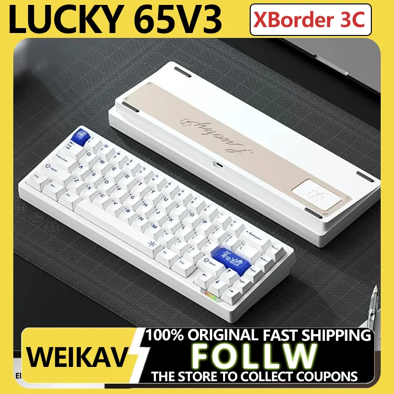 

WEIKAV Lucky65v3 Mechanical Keyboard Wireless Tri-mode Aluminum Alloy RGB Gasket QMK/VIA PC Esports Keyboard Kits 4000mAh Gift
