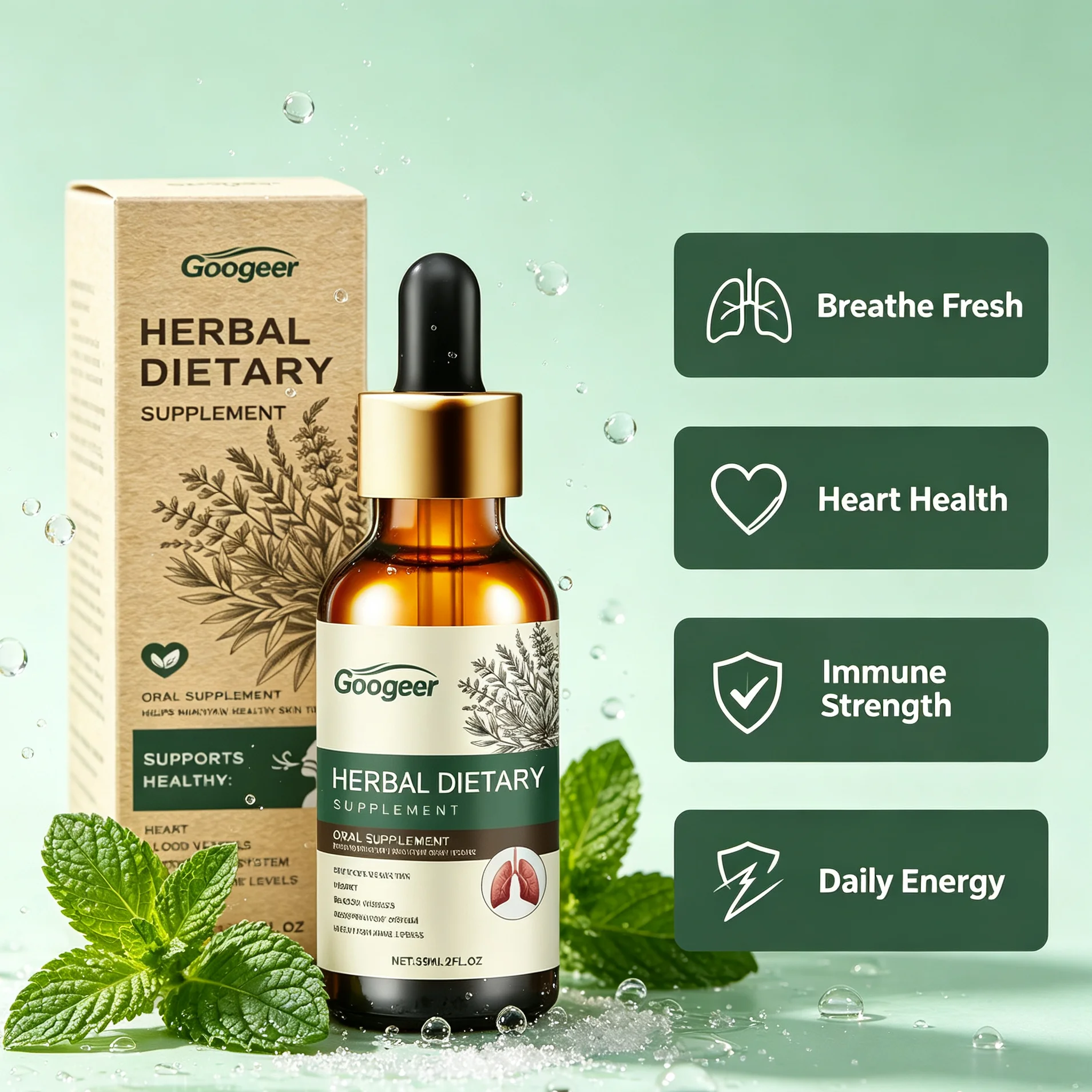 Herbal Wellness Tincture - Gotas Herbais de Hortelã-Pimenta para Apoio
