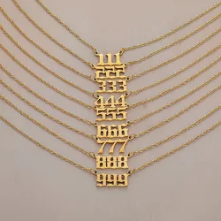 New Ins Stainless Steel Angel Number 111-999 Necklace Vintage Digital Pendant Necklaces For Women Fashion Jewelry Gift