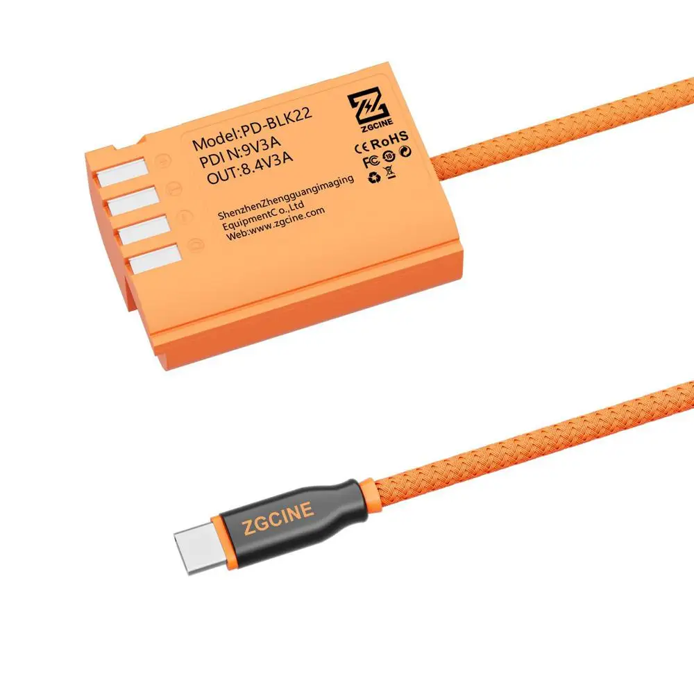 ZGCINE كابل طاقة كابل البطارية الدمية مع سلك مضفر لبطاريات سلسلة USB-C PD إلى Canon Nikon Fujifilm Panasonic Lumix