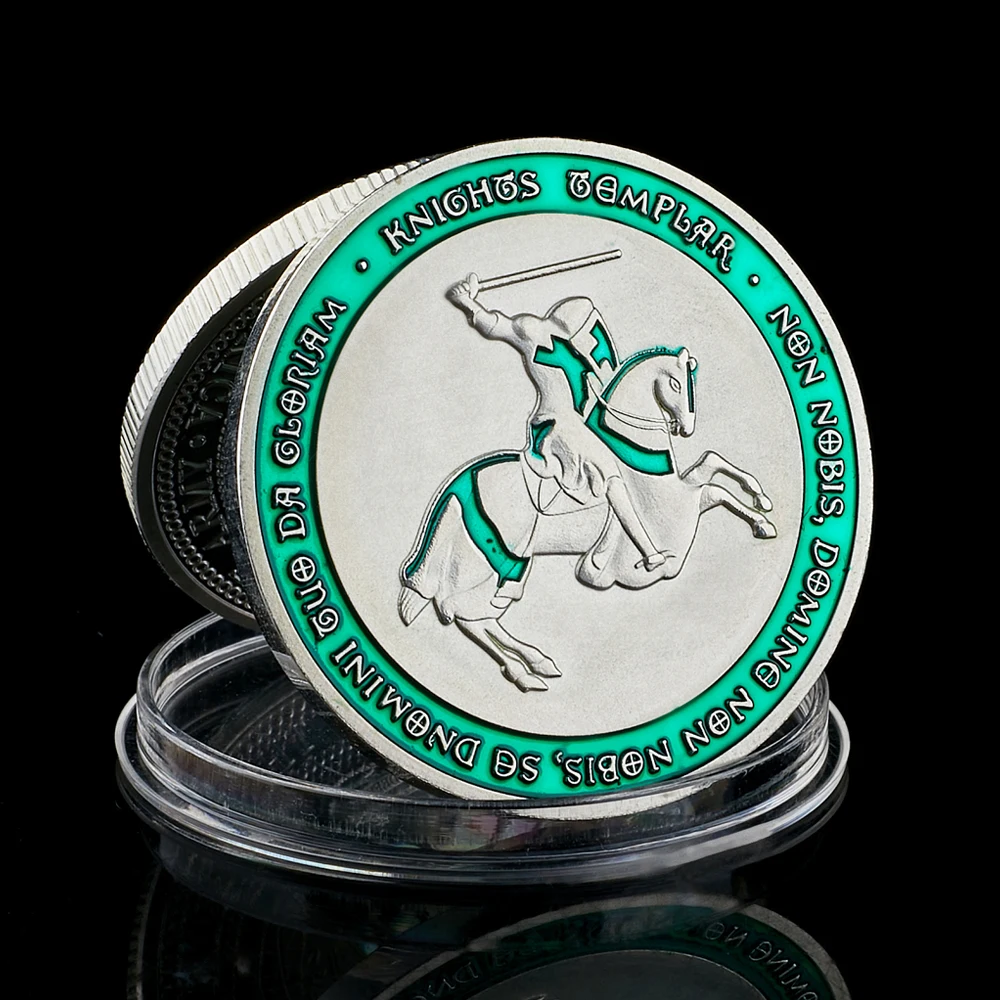 Knights Templar Crusaders Cross Souvenir Commemorative Coin Mason Holy Sword Silver Plated Coin