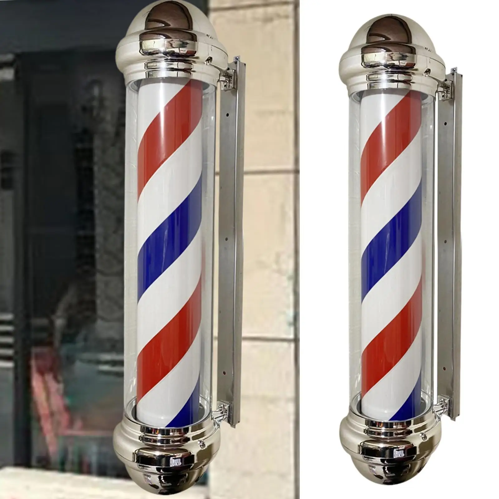 Barber Pole Light Rotating Hair Salon Shop Sign Light Stripes Vintage Style Save Mount LED Lamp for Entrance Street