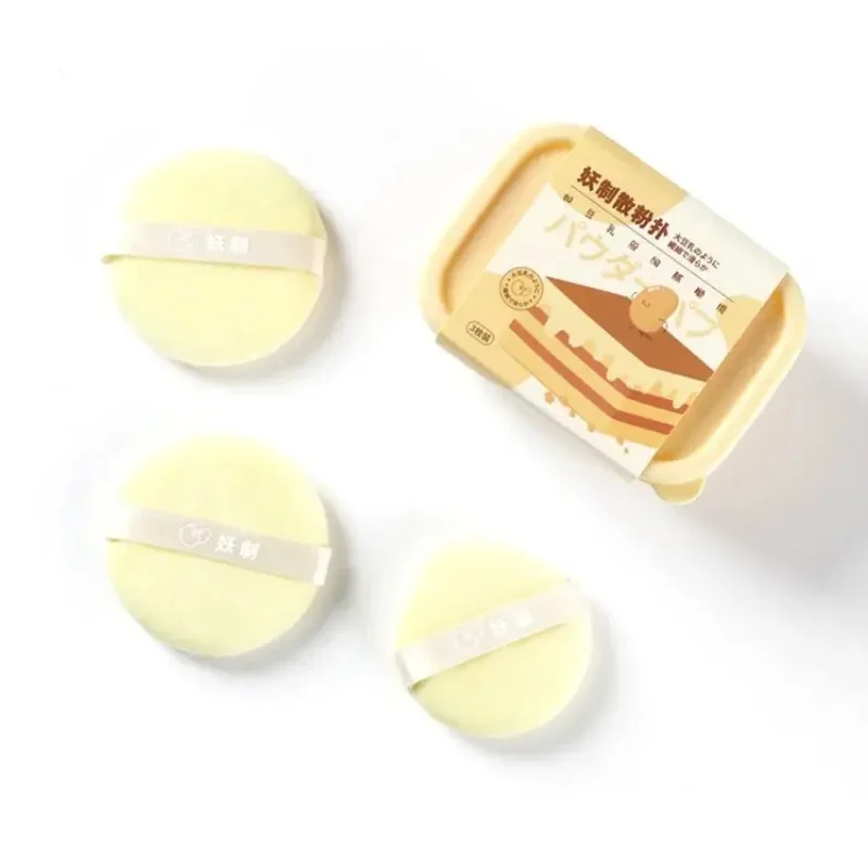 짧은 스테이플 루즈 파우더 퍼프 소프트 드롭, 라운드 모양 메이크업 도구, 메이크업 스폰지, 뷰티 액세서리, 3 개