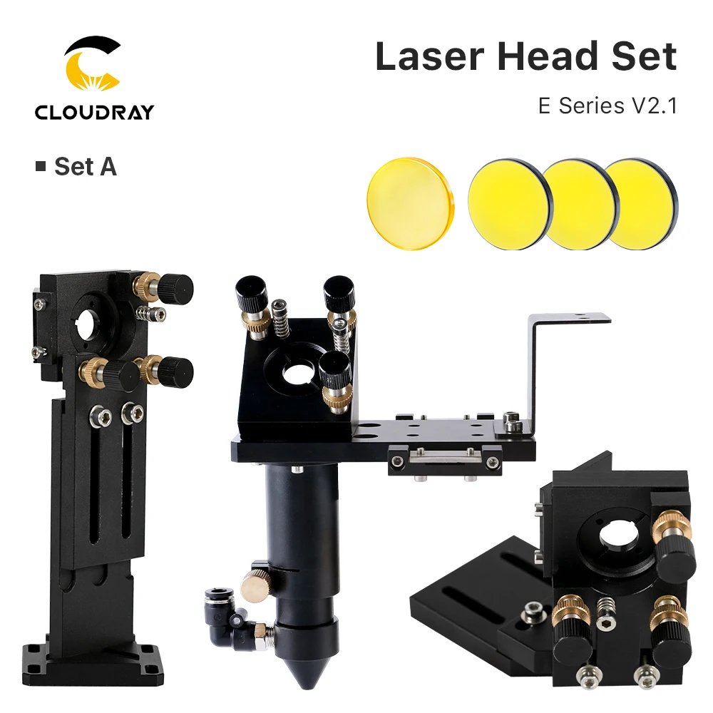 Cloudray E Series: CO2 Laser Head Set + 1 Pcs Focusing Lens + 3 Pcs Reflector Mirrors for Engraver Cutting Machine Parts