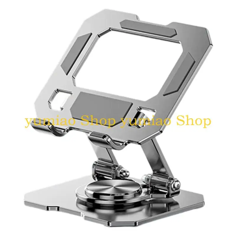 587B Foldable Carbon Steel Tablets Stand With Thickened Panel Rotating Base Laptop Holder For Home Office Travel