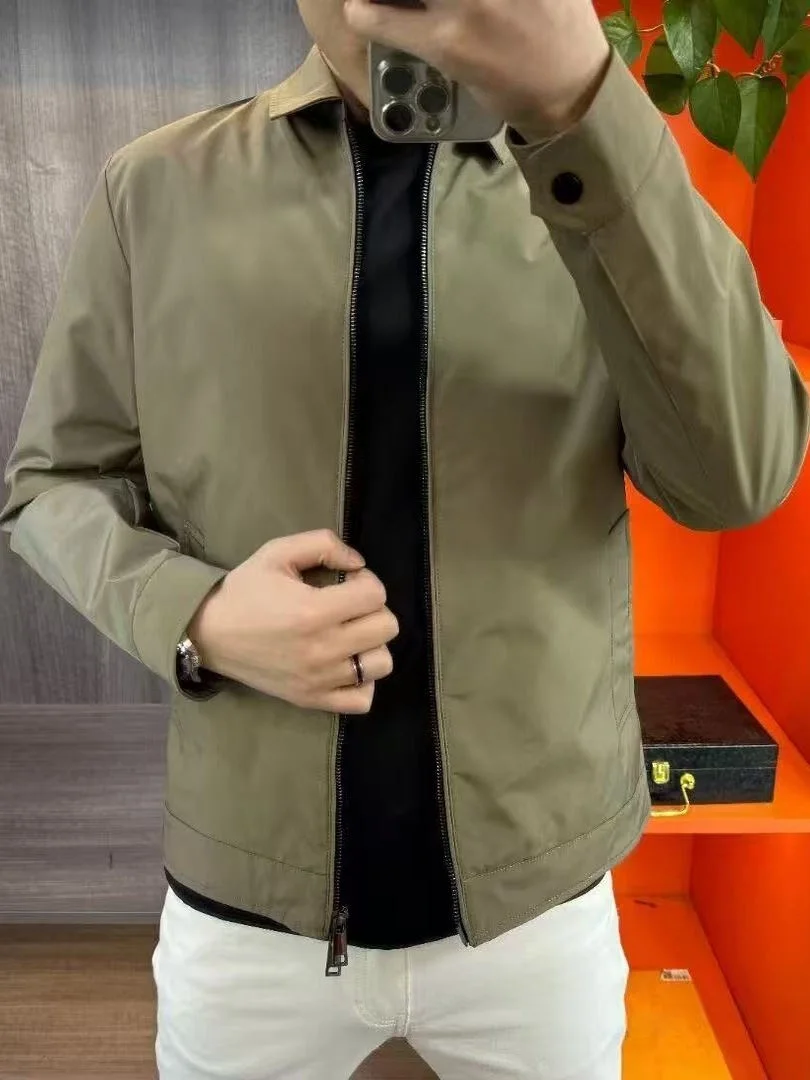 

Men's Casual Busin Pure Color Heavyweight Jaet 923 Autumn New Sle Breathable Polyester Cotton Blend Zipper Closure