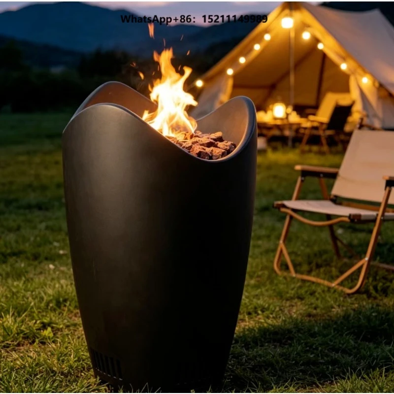 Steel Construction Modern Natural Gas Portable Fire Pit Table for Garden Decoration Rectangle Design