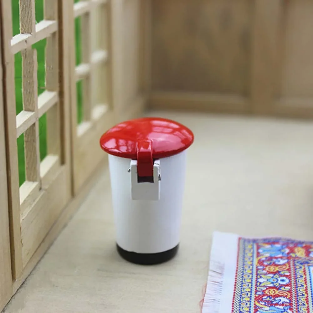 Mini cubo de basura de madera en miniatura para casa de muñecas, modelo Mini cubo de basura, juguete para casa de muñecas, accesorios de decoración OB11 BJD, 1/12